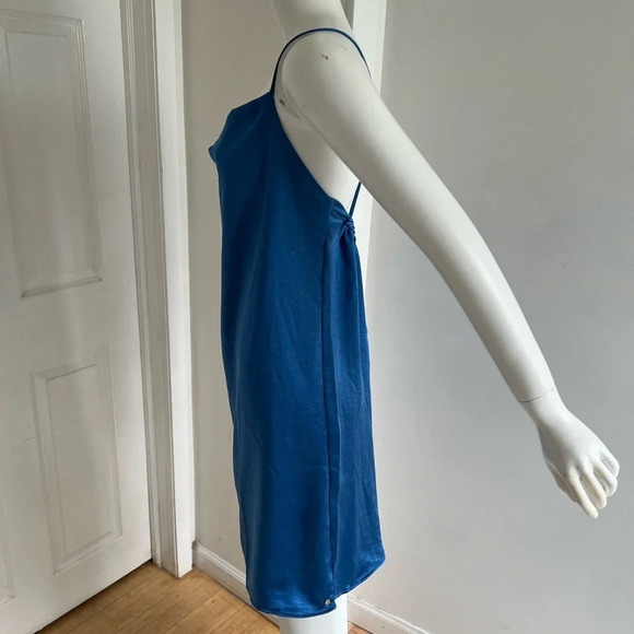 NWT Francesca’s Kenzie Slip Mini Dress Satin Bright Blue Size XL - Picture 5 of 10